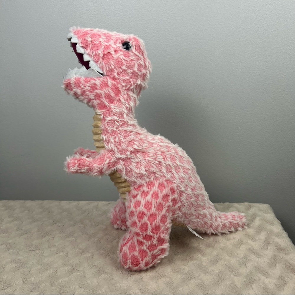 1616 Holdings Pink Dinosaur T Rex Plush Stuffed Animal Toy Tan White Red Mouth